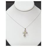 10K WHITE GOLD CROSS PENDANT AND 10K WHITE GOLD