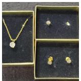 VAN DORAN SOLITAIRE STONE PENDANT NECKLACE AND 2