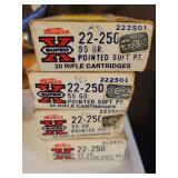 4 PARTIAL BOXES WESTERN 22-250 AMMO