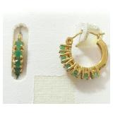 10K GOLD AND GREEN STONE EARRINGS