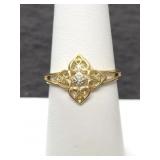 10K GOLD FILAGREE RING - MARKED: "JCM" - SIZE: 7 -