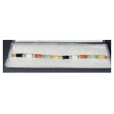 10K GOLD AND POLISHED STONE BRACELET - 7"