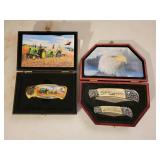 J.D. KNIFE & 2 SCRIMSHAW KNIFES IN BOXES