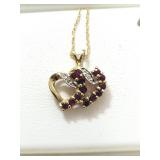 10K GOLD DOUBLE HEART PENDANT AND CHAIN