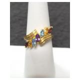 10K GOLD MULTI-STONE RING - MARKED: "RJ" - SIZE: 7