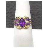 10K GOLD AND AMETHYST RING - MARKED: "CRP" -