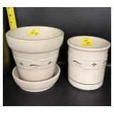3PC LONGABERGER FLOWER POT & UTENSIL HOLDER