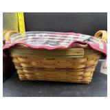 LONGABERGER LEATHER HANDLED BASKET W/ INSERT