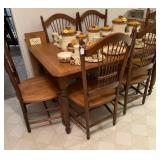 7PC - KITCHEN TABLE, 2 LEAVES, 6 CHAIRS