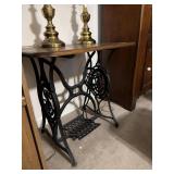 TABLE W/ TREADLE STYLE SEWING MACHINE FRAME