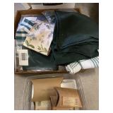 BOX OF LONGABERGER BASKET LINERS, NAPKINS,....