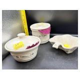 3PC LONGABERGER POTTERY STORAGE CONTAINERS