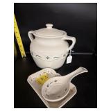 3PC LONGABERGER TRINKET TRAY, SPOON REST, & .....