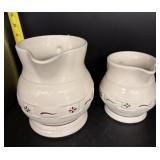 2 LONGABERGER CERAMIC PITCHERS - MILK & BUTTERMILK