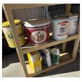 SHELF OF ASSTD TINS