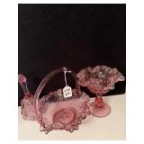 3PC OF FENTON Dusty Rose GLASSWARE