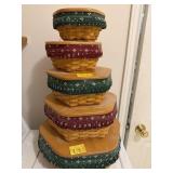 5PC LONGABERGER HEXAGON BASKETS (1998)