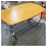 LONGABERGER WROUGHT IRON TABLE W/ WOODEN TOP