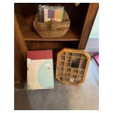 3PC- DESK LAMP, GLASS DISPLAY CASE W/ SMALL....