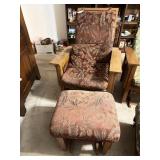 MISSIONARY OAK STYLE ROCKER GLIDER W/ OTTOMAN