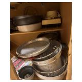 2 CABINETS OF POTS & PANS & BAKING PANS