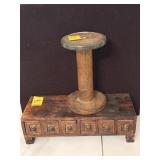 WOODEN SPOOL & 6 DRAWER SPICE BOX