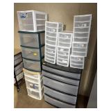 LOT OF PLASTIC STACKABLE STORAGE DRAWERS