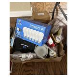 Box of variety of light bulbs