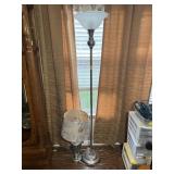 FLOOR LAMP W/ FROSTED SHADE &DECORATIVE TABLE LAMP
