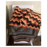 WICKER CLOTHES HAMPER W/ BLANKETS