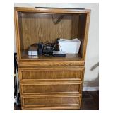 2PC TV STAND W/ 3 DRAWERS&GLASS DOORS 58"x36"x18"