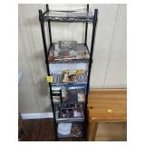5 SHELF RACK W/ MISC. CDS