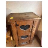 PINE CABINET W/ HEART SHAPED DETAIL 36"x19"x12"