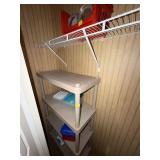 4 SHELF PLASTIC RACK 54"x34"x16" & 8 PLASTIC TOTES