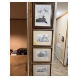 3 TRAIN ETCHINGS, 1 TRAIN NEEDLEPOINT