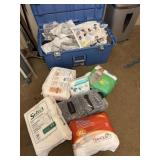 STERILITE TOTE W/ ADULT DIAPERS & CPAP SUPPLIES