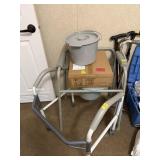 POTTY CHAIR, WALKER, & 4 WALKING CANES