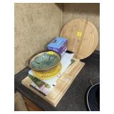 CUTTING BOARDS, CROCK BOWL & TRIVET