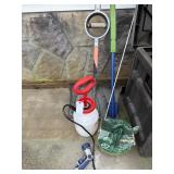 PUMP SPRAYER, SHOVEL, WEED KILLER, GRASS SEED