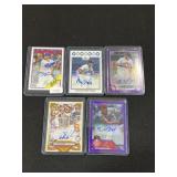 5 "SIGNED" BASEBALL CARDS IN PLASTIC
