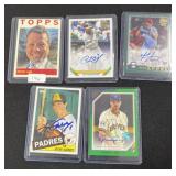 5 "SIGNED" BASEBALL CARDS IN PLASTIC