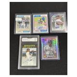 5 "SIGNED" BASEBALL CARDS IN PLASTIC
