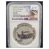 2018P AUSTRALIA  SILVER DOLLAR - BIRD OF PARADISE-