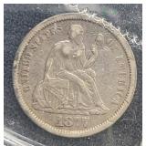1877-CC SEATED LIBERTY DIME