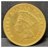 1874 $3 GOLD COIN