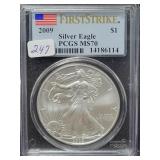 2009 SILVER EAGLE - FIRST STRIKE - PCGS: MS70