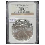 2013-W SILVER EAGLE - NGC: MS70 - STRUCK AT WEST