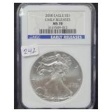 2008 SILVER EAGLE - EARLY RELEASES - NGC: MS70