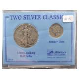 TWO SILVER CLASSICS: 1944 MERCURY DIME AND