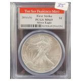2014-S SILVER EAGLE - FIRST STRIKE - PCGS: MS69